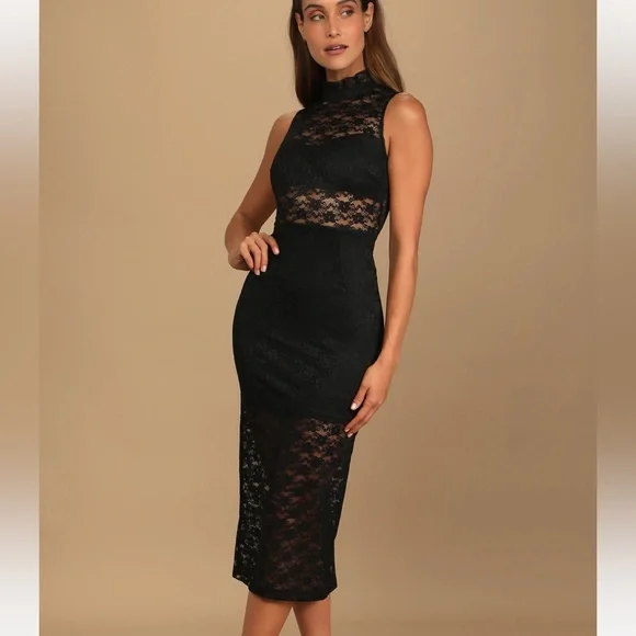 Lulus | Dresses | Lulus Black Lace Mock Neck Midi Dress Size Medium | Poshmark Lulus | Dresses | Lulus Black Lace Mock Neck Midi Dress Size Medium | Poshmark